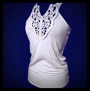 Boho Crochet V-Neck Halter T Back Tank